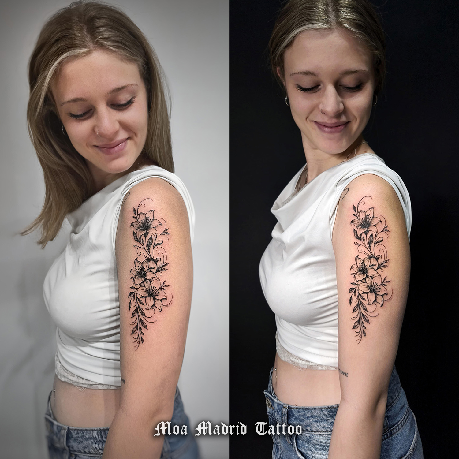 Tatuaje de lirios en el brazo